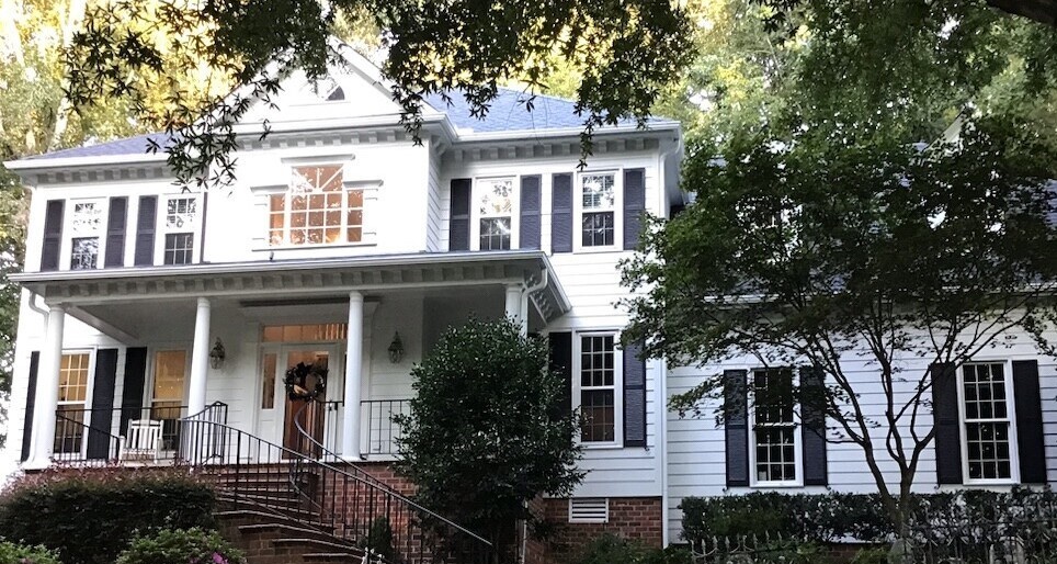 The Mercer's Holly Springs home after new James Hardie siding, ProVia doors and gutters with Bulldog Gutter Guards.
