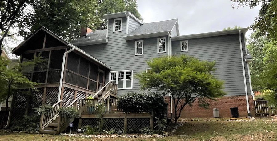 Gray siding on the back of a house in Wake Forest