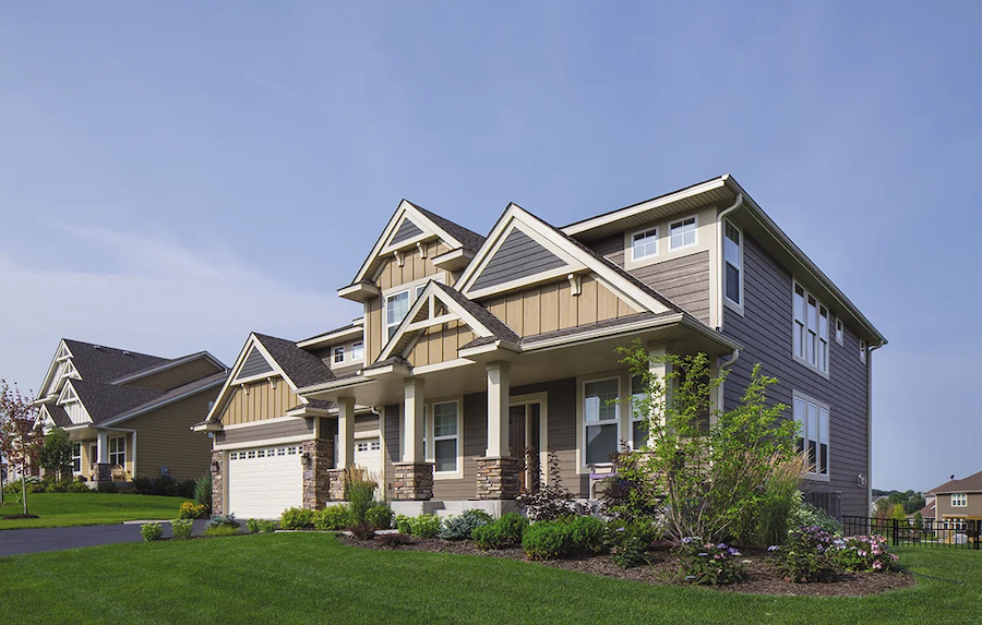 Home with multiple siding colors and textures