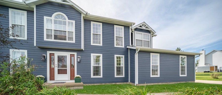 blue horizontal siding