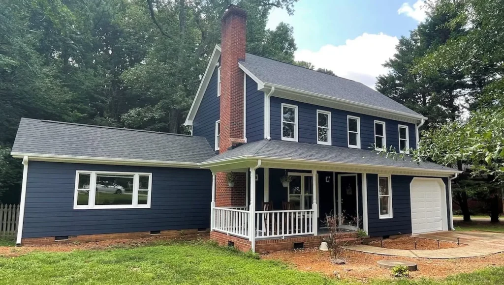 James Hardie siding colors and textures on home exterior