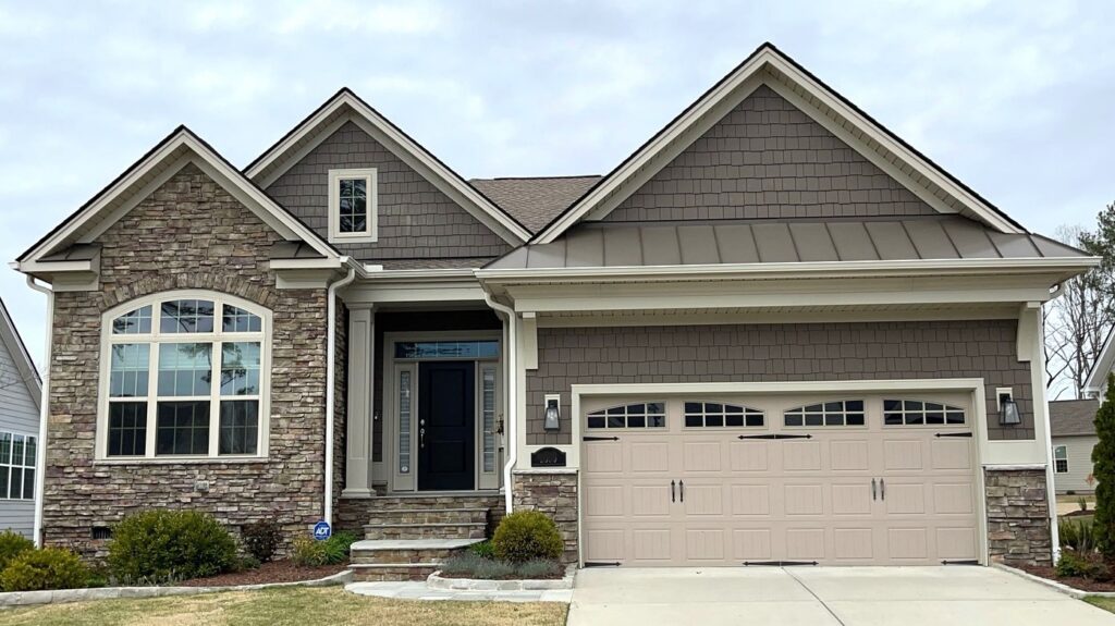 Painted James Hardie siding panels installed on residential home exterior